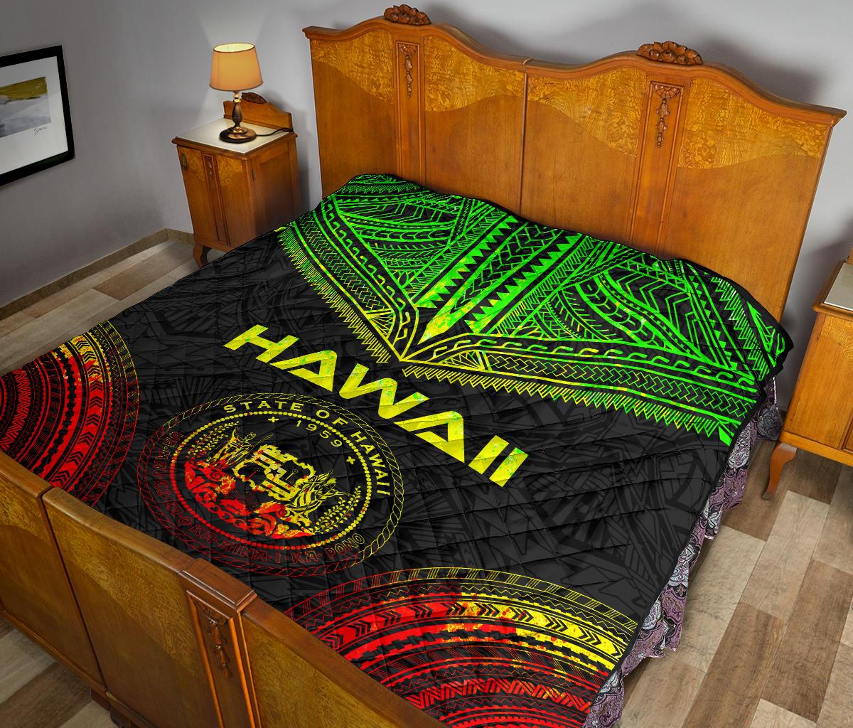 Hawaii Premium Quilt - Hawaii Seal Polynesian Chief Reggae Version - Polynesian Pride