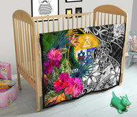 Nauru Premium Quilt - Turtle Plumeria Banana Leaf Crest - Polynesian Pride