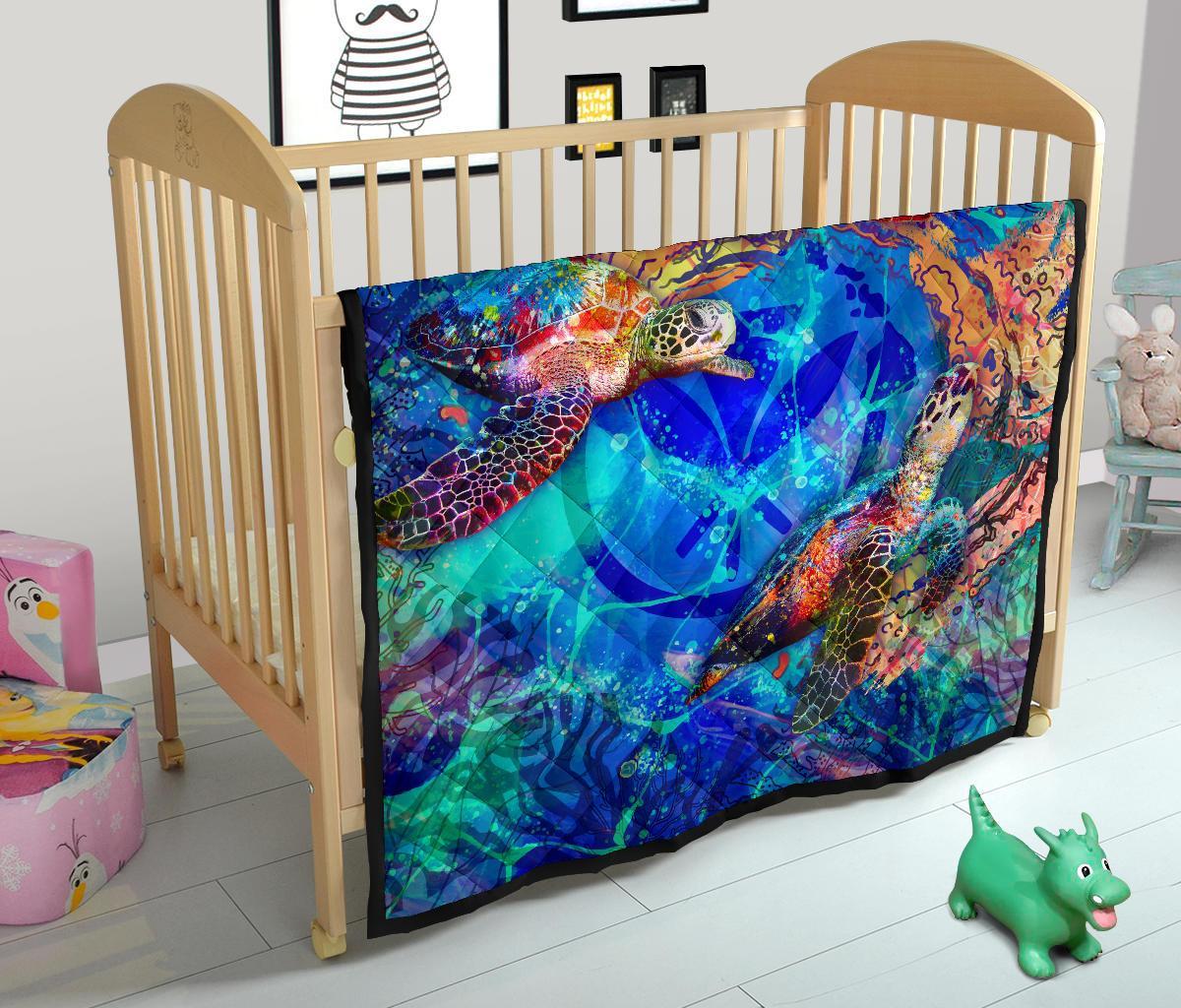 Hawaii Polynesian Premium Quilt - Kanaka Maoli Sea Turtle Coral Treasure - Polynesian Pride