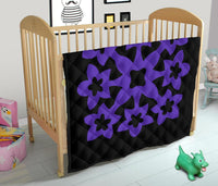 Hawaiian Premium Quilt Royal Pattern - Black And Purple - A1 Style - Polynesian Pride
