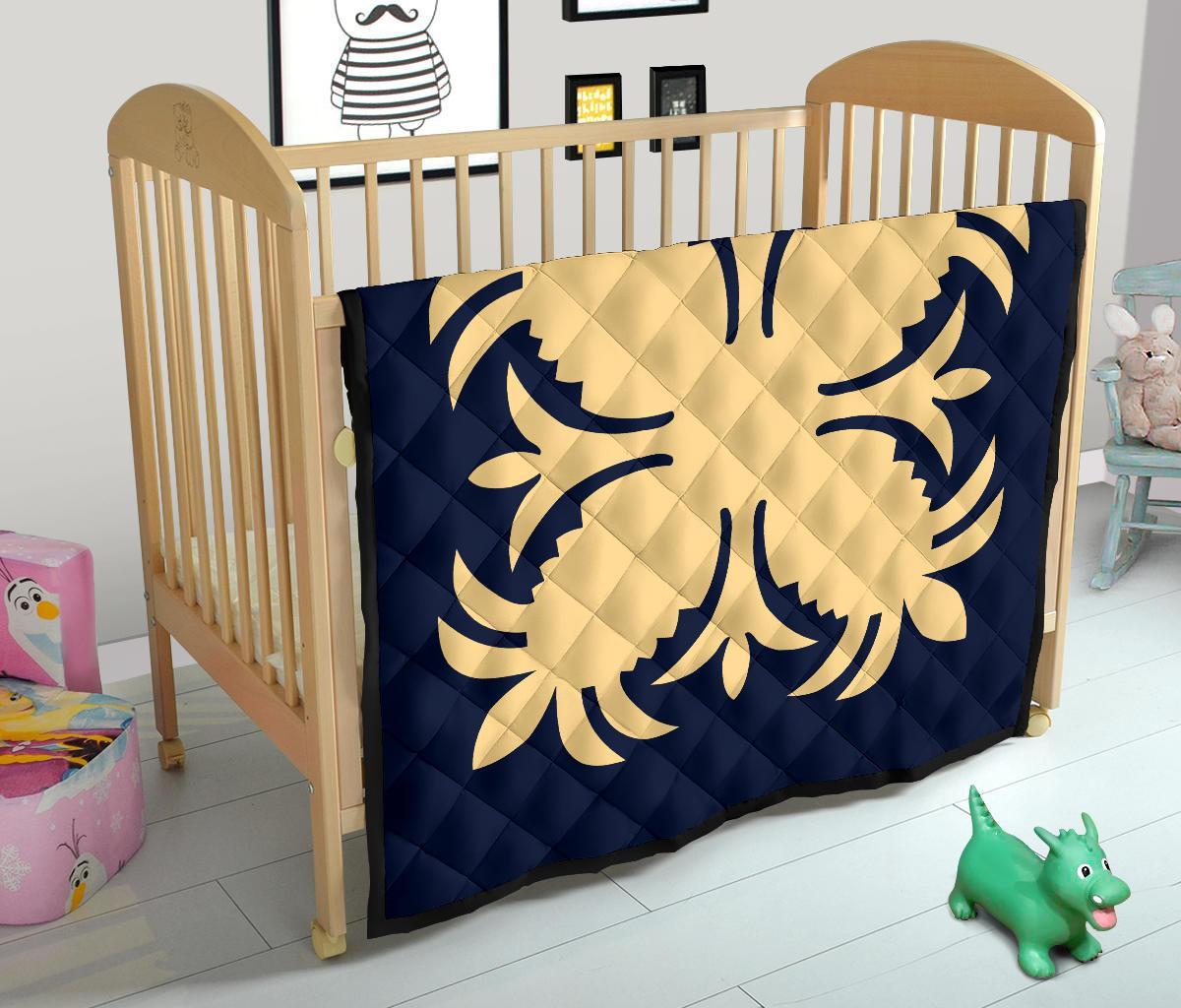 Hawaiian Premium Quilt Royal Pattern - Indigo - A2 Style - AH J2 - Polynesian Pride