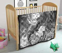 Custom Personalised Samoa Premium Quilt- Humpback Whale with Tropical Flowers (White) - Polynesian Pride