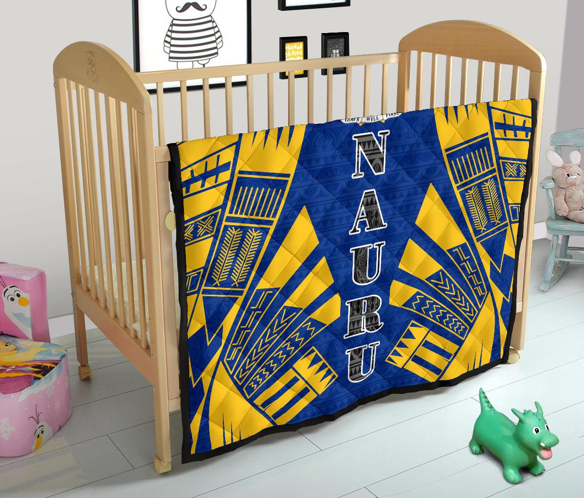 Nauru Premium Quilt - Nauru Coat Of Arms Polynesian Yellow Tattoo - Polynesian Pride