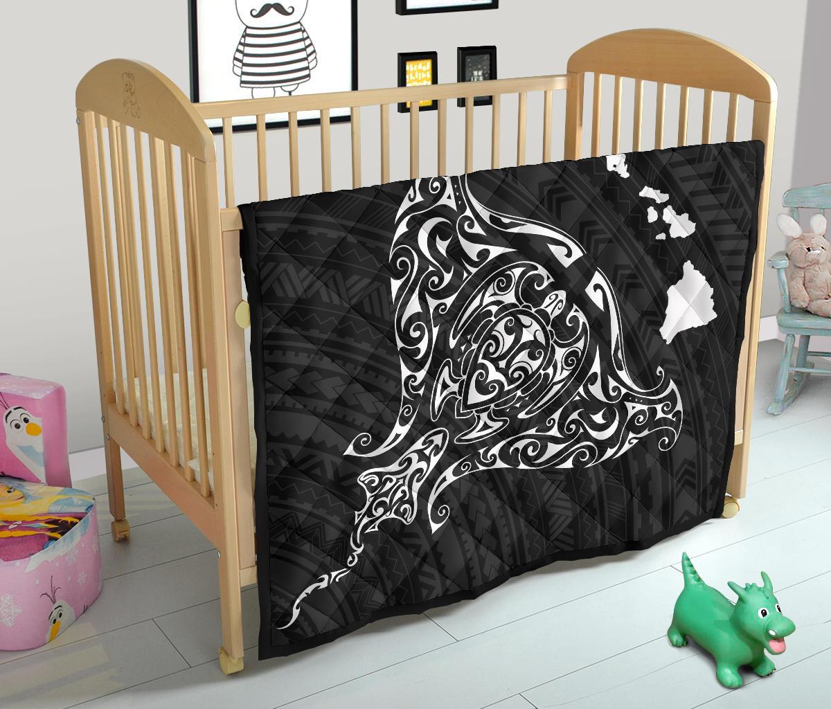 Rays Hawaii Map Polynesian Premium Quilt - White - Polynesian Pride