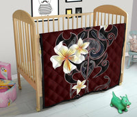 Turtle Poly Tribal Plumeria Red Premium Quilt - Polynesian Pride