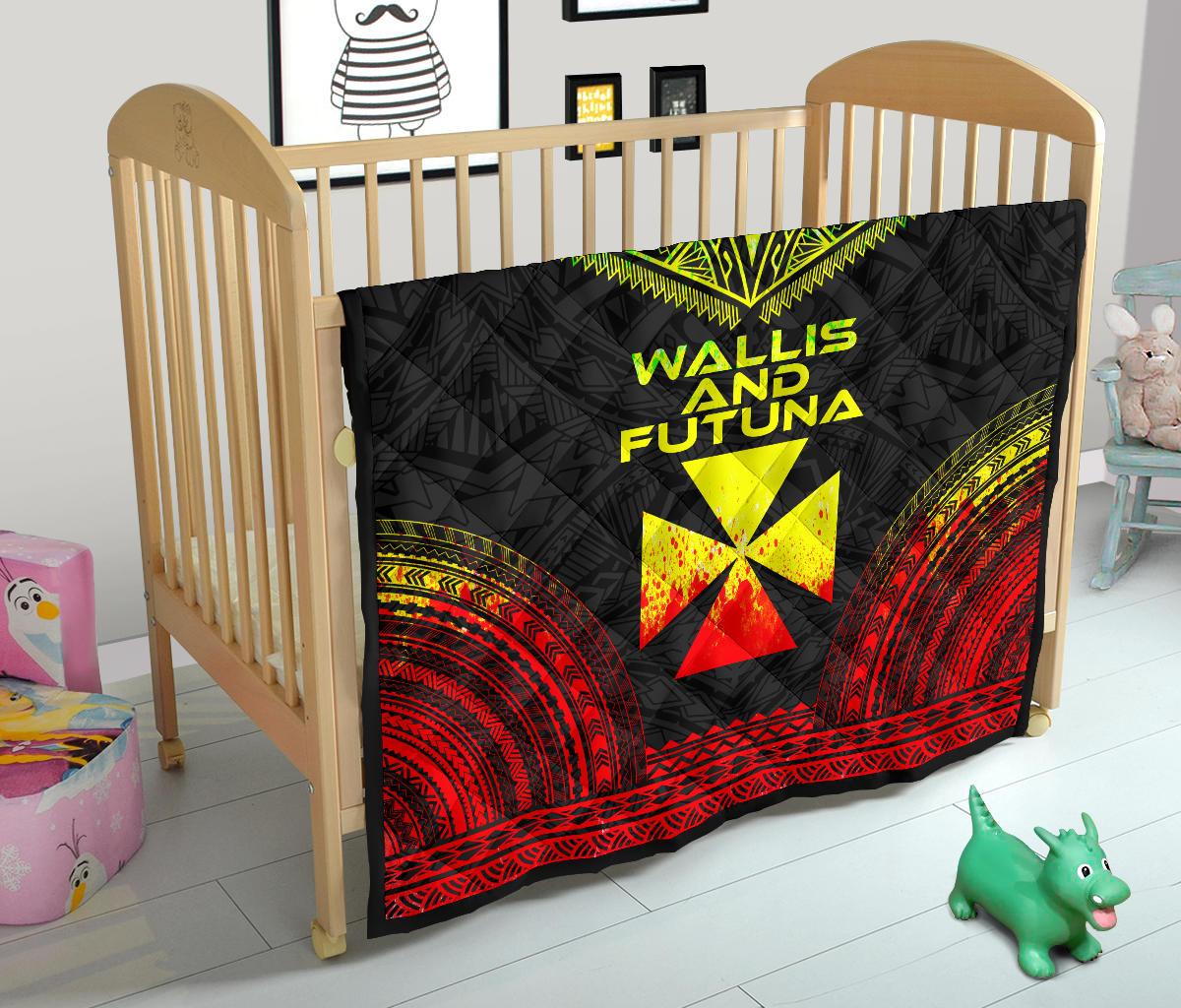 Wallis And Futuna Premium Quilt - Wallis And Futuna Coat Of Arms Polynesian Chief Reggae Version - Polynesian Pride