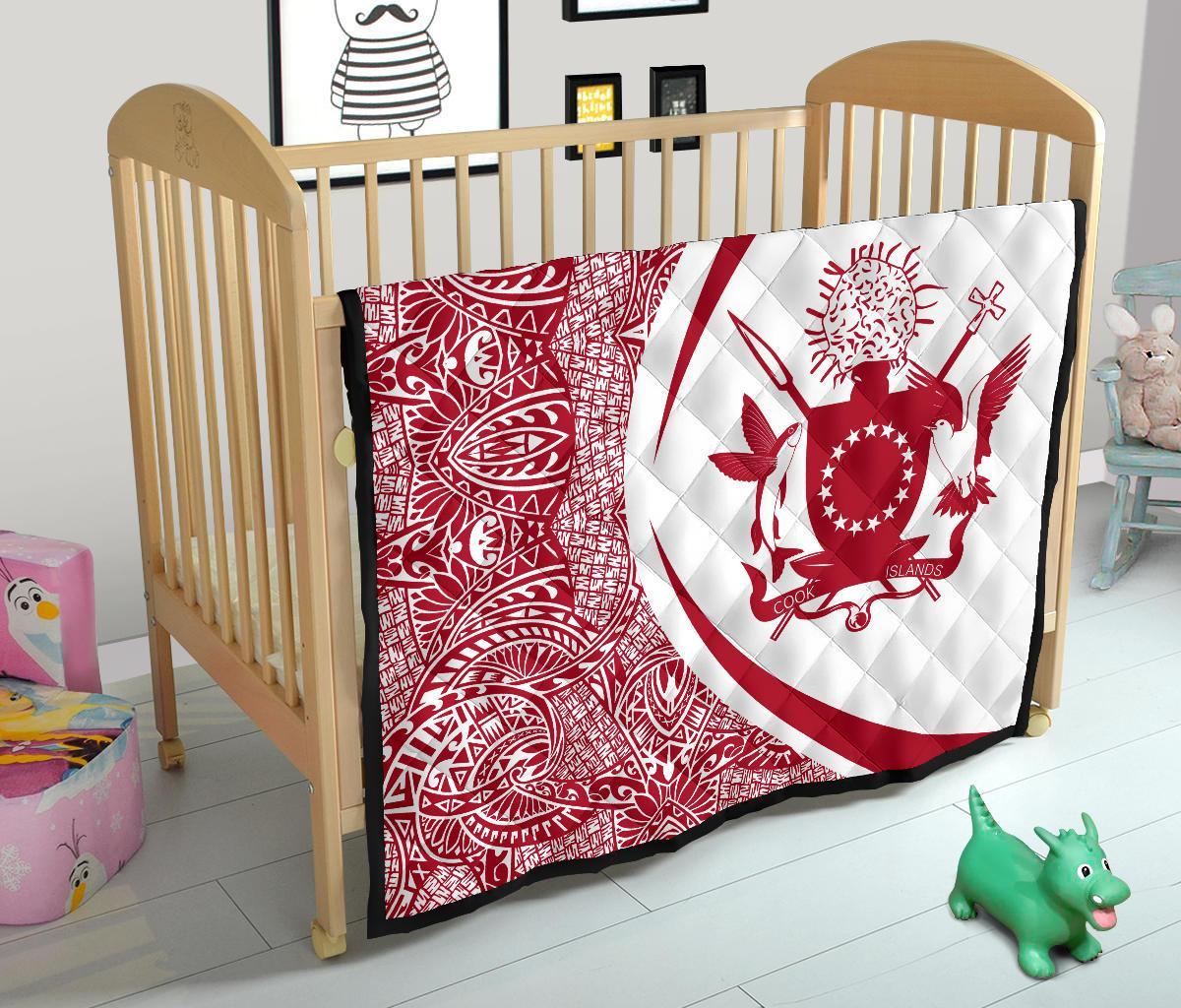 Cook Islands Coat Of Arms Polynesian Premium Quilt - Circle Style - 07 - Polynesian Pride