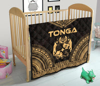 Tonga Premium Quilt - Tonga Coat Of Arms Polynesian Chief Gold Version - Polynesian Pride
