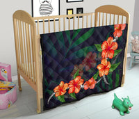 Hibiscus Palm Background Premium Quilt - Polynesian Pride