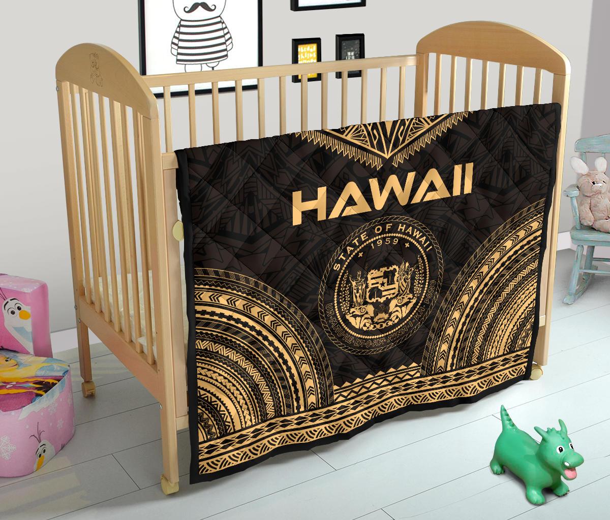 Hawaii Premium Quilt - Hawaii Seal Polynesian Chief Gold Version - Polynesian Pride