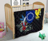 Cook Islands Hibiscus Coat Of Arms Premium Quilt - Polynesian Pride