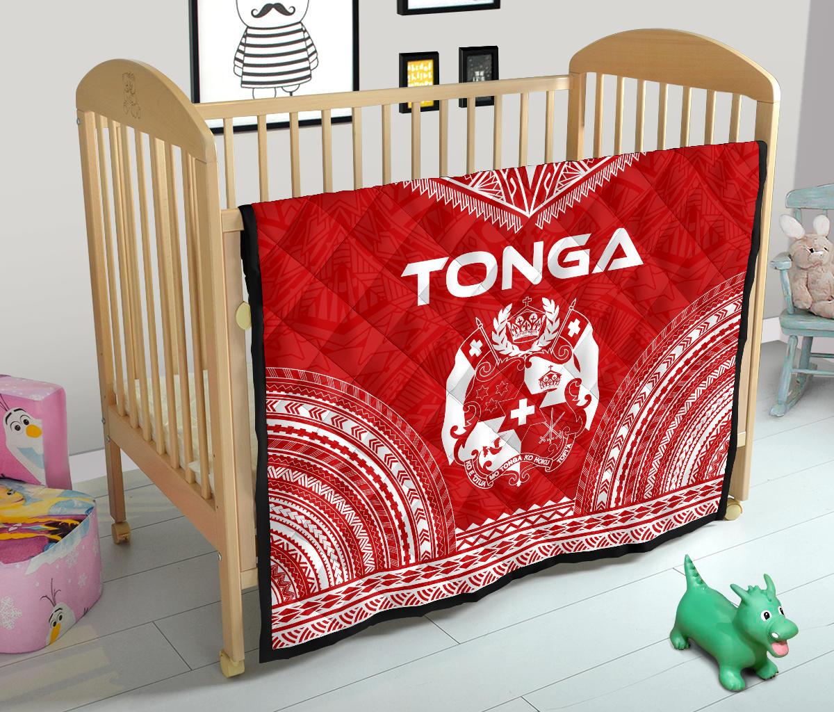 Tonga Premium Quilt - Tonga Coat Of Arms Polynesian Chief Red Version - Polynesian Pride