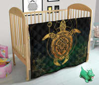 Turtle Hibiscus Golden Galaxy Premium Quilt - Polynesian Pride