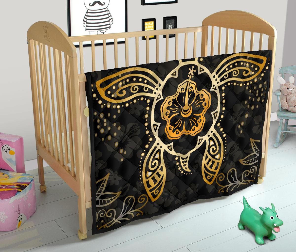 Turtle Hibiscus Yellow Premium Quilt - Polynesian Pride