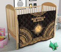 Marshall Islands Premium Quilt - Marshall Islands Flag Polynesian Chief Gold Version - Polynesian Pride