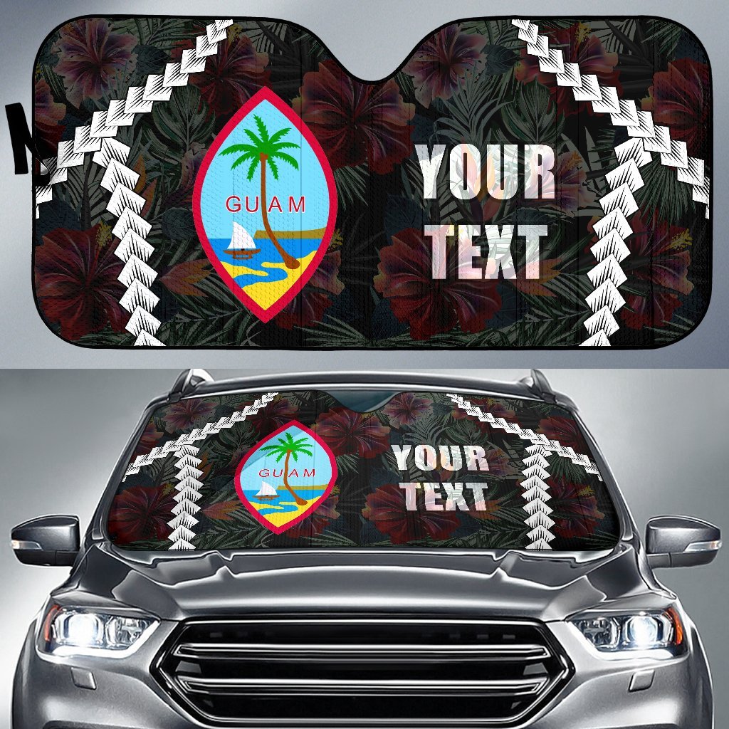 Guam Custom Personalised Auto Sun Shades - Chain Polynesian Auto Sun Shade Universal Fit BLACK - Polynesian Pride