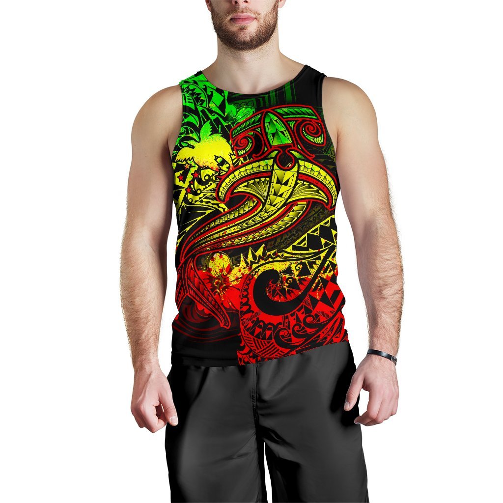 Papua New Guinea Men's Tank Top - Reggae Shark Polynesian Tattoo - Polynesian Pride