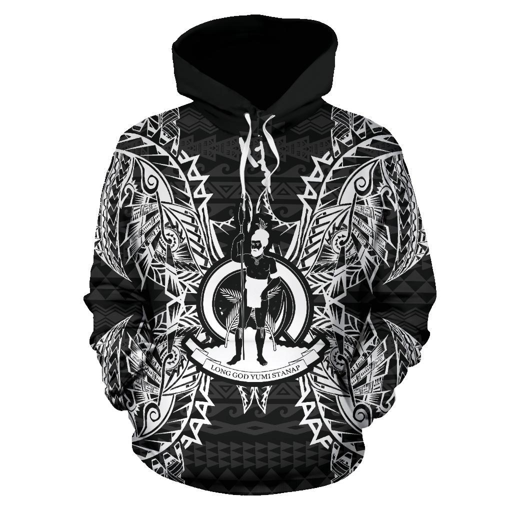 Vanuatu Polynesian ll Over Hoodie Map Black - Polynesian Pride