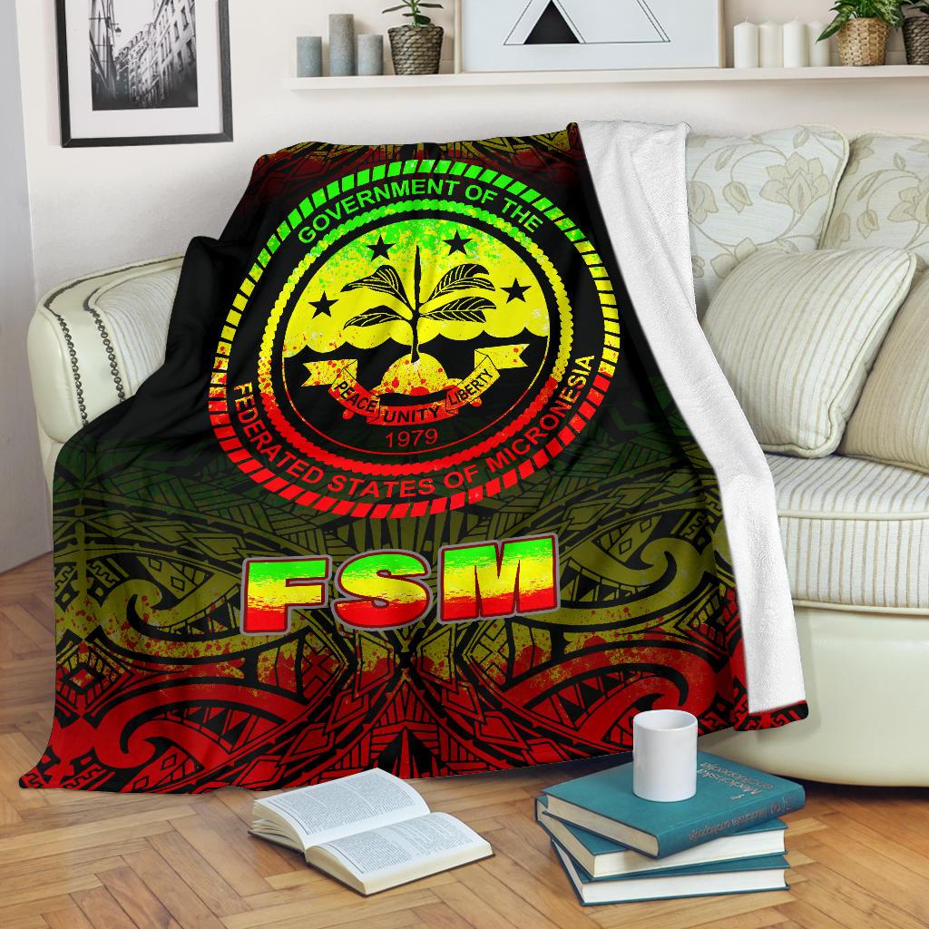 Federated States of Micronesia Premium Blanket - Reggae Fog Style White - Polynesian Pride