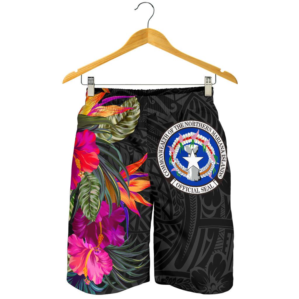 Northern Mariana Islands Men's Shorts - Saipan Hibiscus Polynesian Pattern - Polynesian Pride