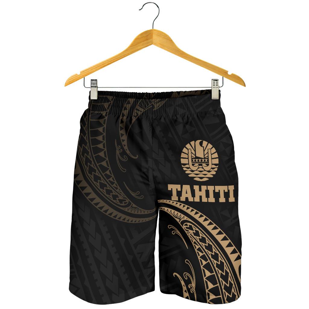 Tahiti Polynesian Men's Short - Gold Tribal Wave - Polynesian Pride