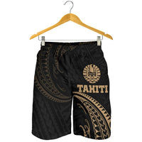 Tahiti Polynesian Men's Short - Gold Tribal Wave - Polynesian Pride