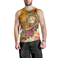Tonga Men's Tank Top - Turtle Plumeria (Gold) - Polynesian Pride