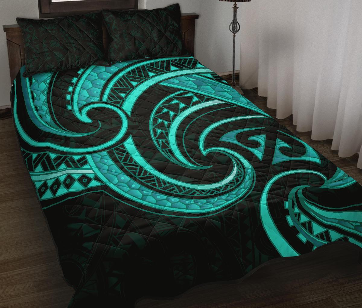 New Zealand Maori Mangopare Quilt Bed Set Polynesian - Turquoise Turquoise - Polynesian Pride