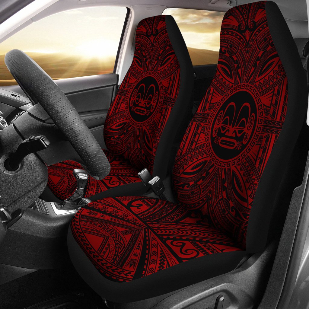 Marquesas Islands Car Seat Cover - Marquesas Islands Coat Of Arms Polynesian Red Black Universal Fit Red - Polynesian Pride