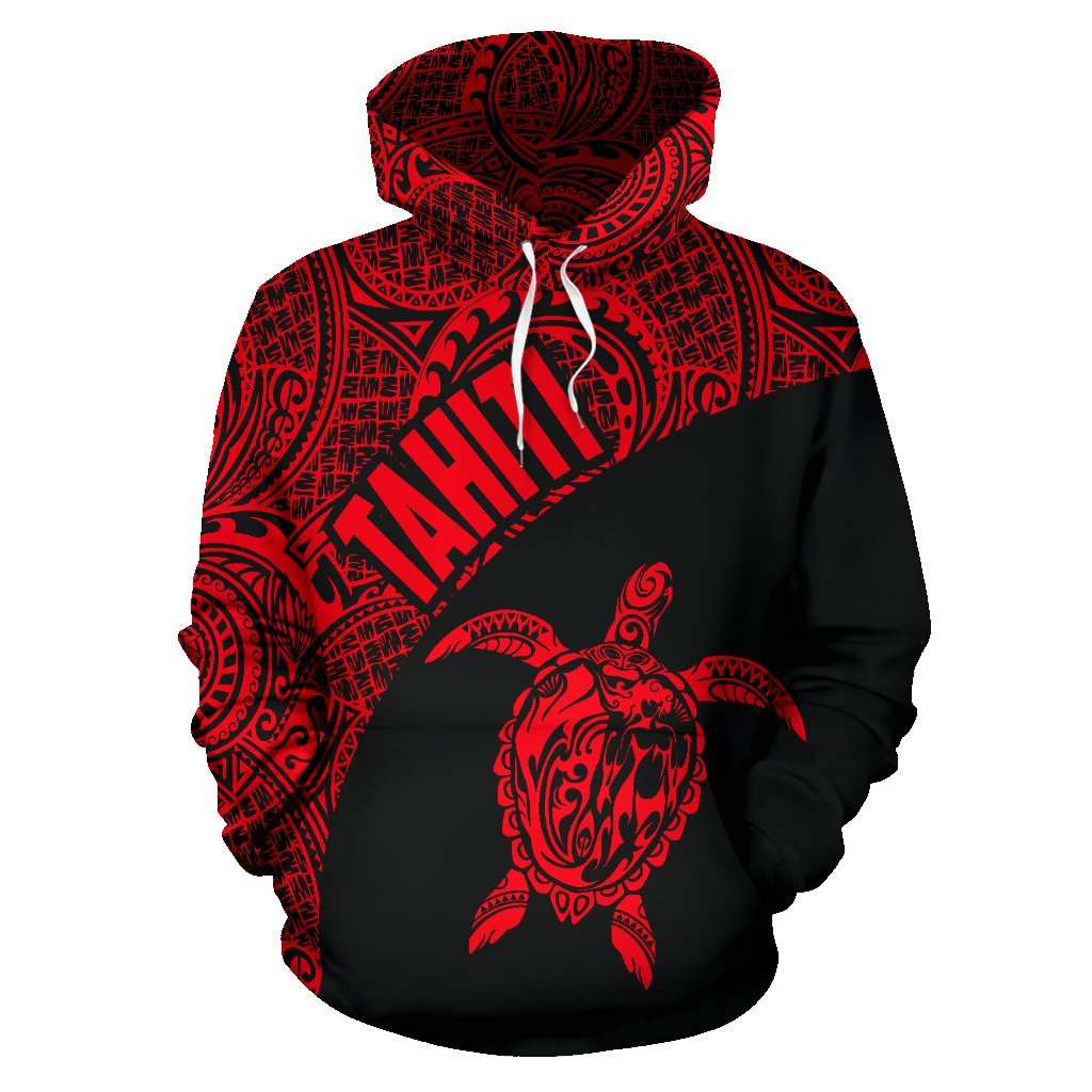 Tahiti Hoodie Tahiti Turtle Mermaid Polynesian Tattoo Red Version - Polynesian Pride