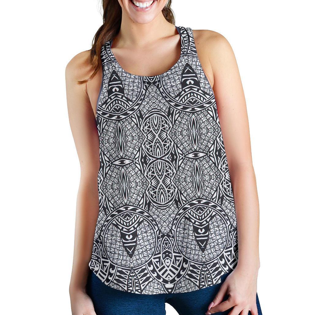 Polynesian Lauhala Mix White Women's Racerback Tank Top White - Polynesian Pride