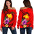 Papua New Guinea Polynesian Women's Off Shoulder Sweater - Floral With Seal Red Red - Polynesian Pride