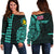 Hawaii Kanaka Polynesian Personalized Women's Off Shoulder Sweater - Turquoise Turquoise - Polynesian Pride