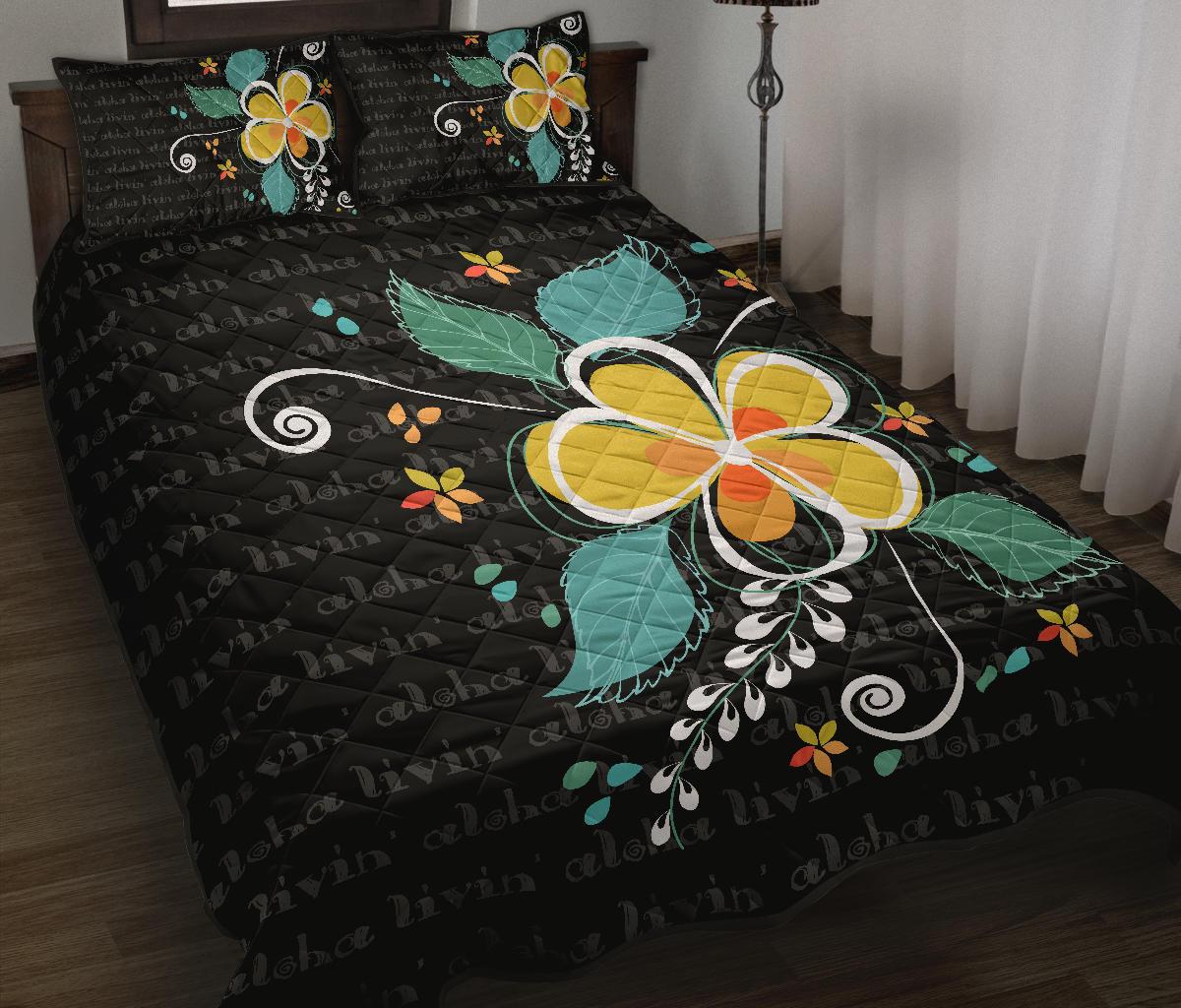 Hawaii Quilt Bed Set - Aloha Hibiscus Art Quilt Bed Set - Polynesian Pride