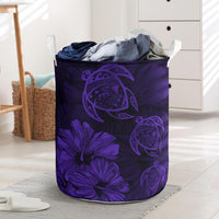 Hibiscus Turtles Hawaii Laundry Basket Purple AH Laundry Basket - 3 One Size White - Polynesian Pride