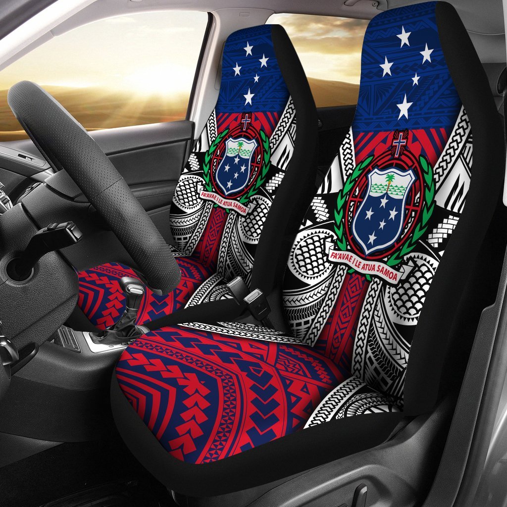 Samoa Car Seat Covers - Samoa Flag Coat Of Arms - A0 Universal Fit Red & Blue - Polynesian Pride