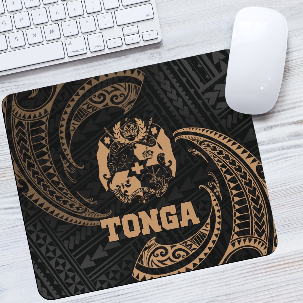 Tonga Polynesian Mouse Pad - Gold Tribal Wave One Style One Size Black - Polynesian Pride