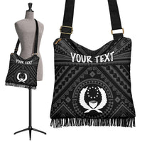 Pohnpei Personalised Boho Handbag - Pohnpei Seal With Polynesian Tattoo Style ( Black) - Polynesian Pride