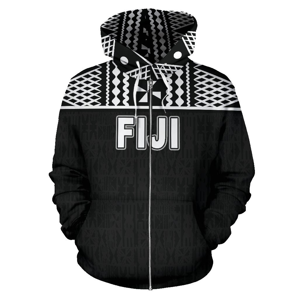 Fiji Polynesian Zip up Hoodie Black - Polynesian Pride