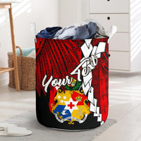 Tonga Polynesian Custom Personalised Laundry Basket - Tribal Wave Tattoo Flag Color One Style One Size - Polynesian Pride