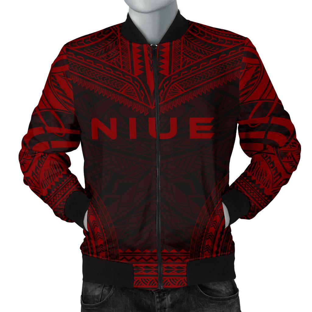 Niue Polynesian Chief Men's Bomber Jacket - Red Version Red - Polynesian Pride