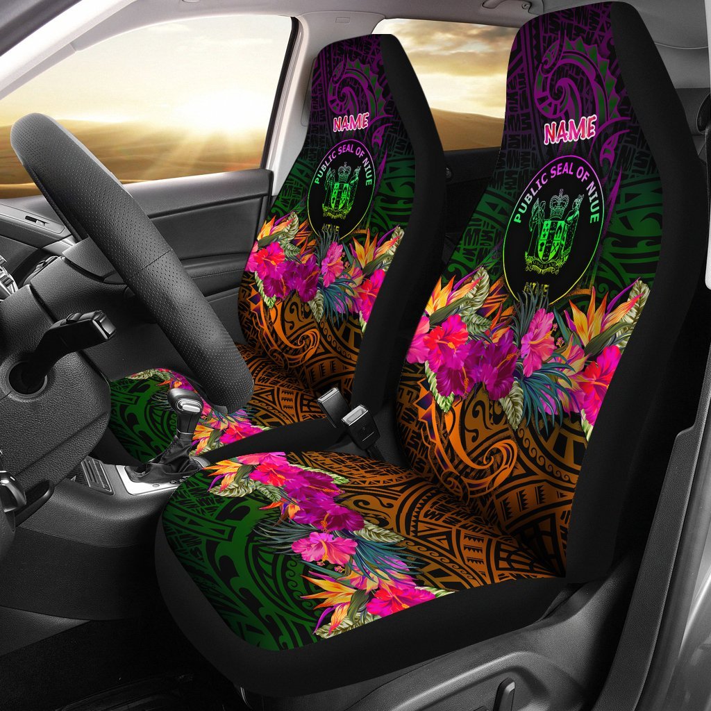 Niue Polynesian Personalised Car Seat Covers - Summer Hibiscus Universal Fit Reggae - Polynesian Pride