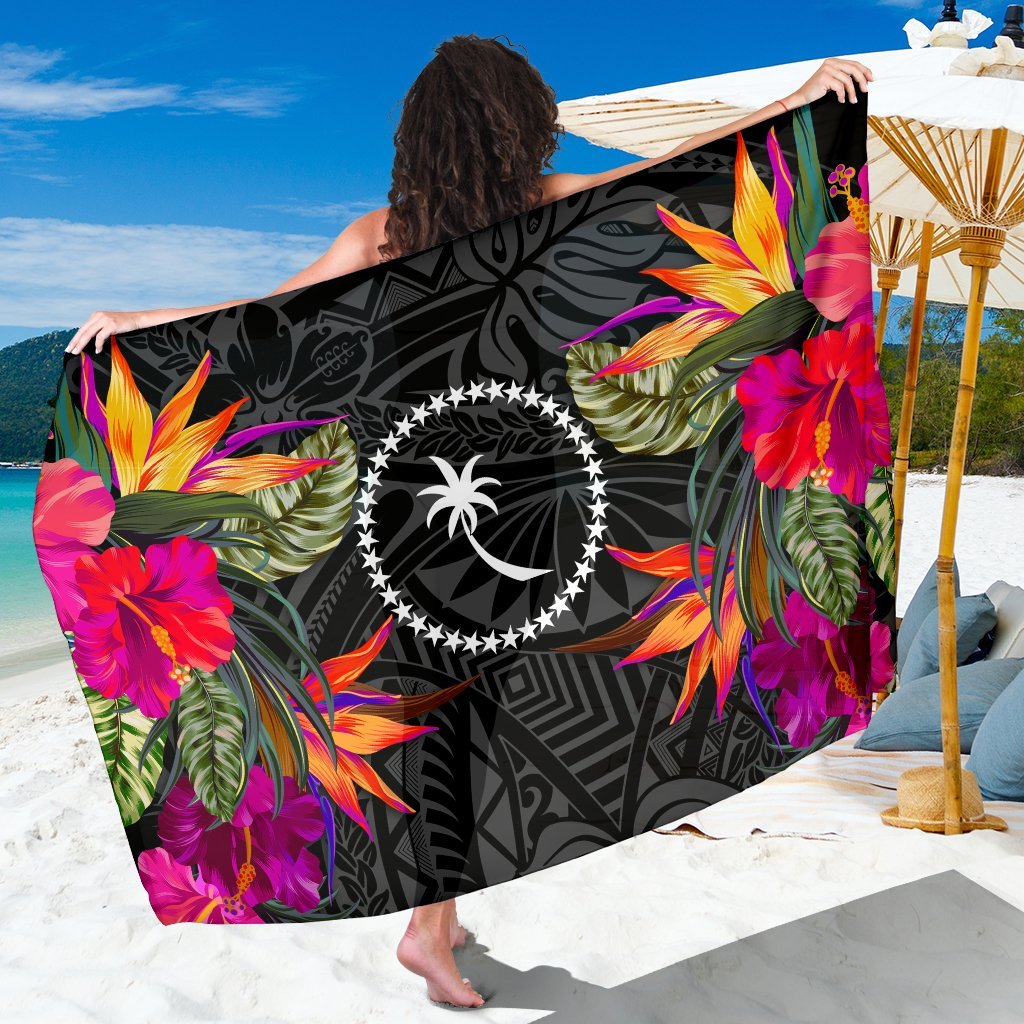 Chuuk Sarong - Polynesian Hibiscus Pattern Women One Size Black - Polynesian Pride
