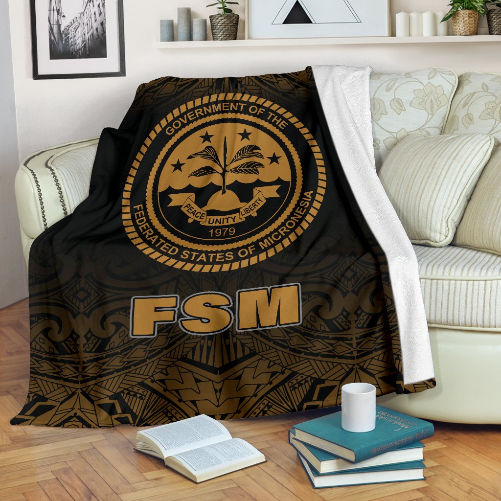 Federated States of Micronesia Premium Blanket - Gold Fog Style White - Polynesian Pride