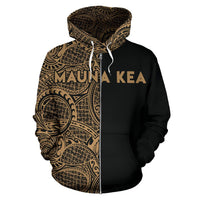 Hawaii Mauna Kea Polynesian Zip up Hoodie The Half Gold - Polynesian Pride