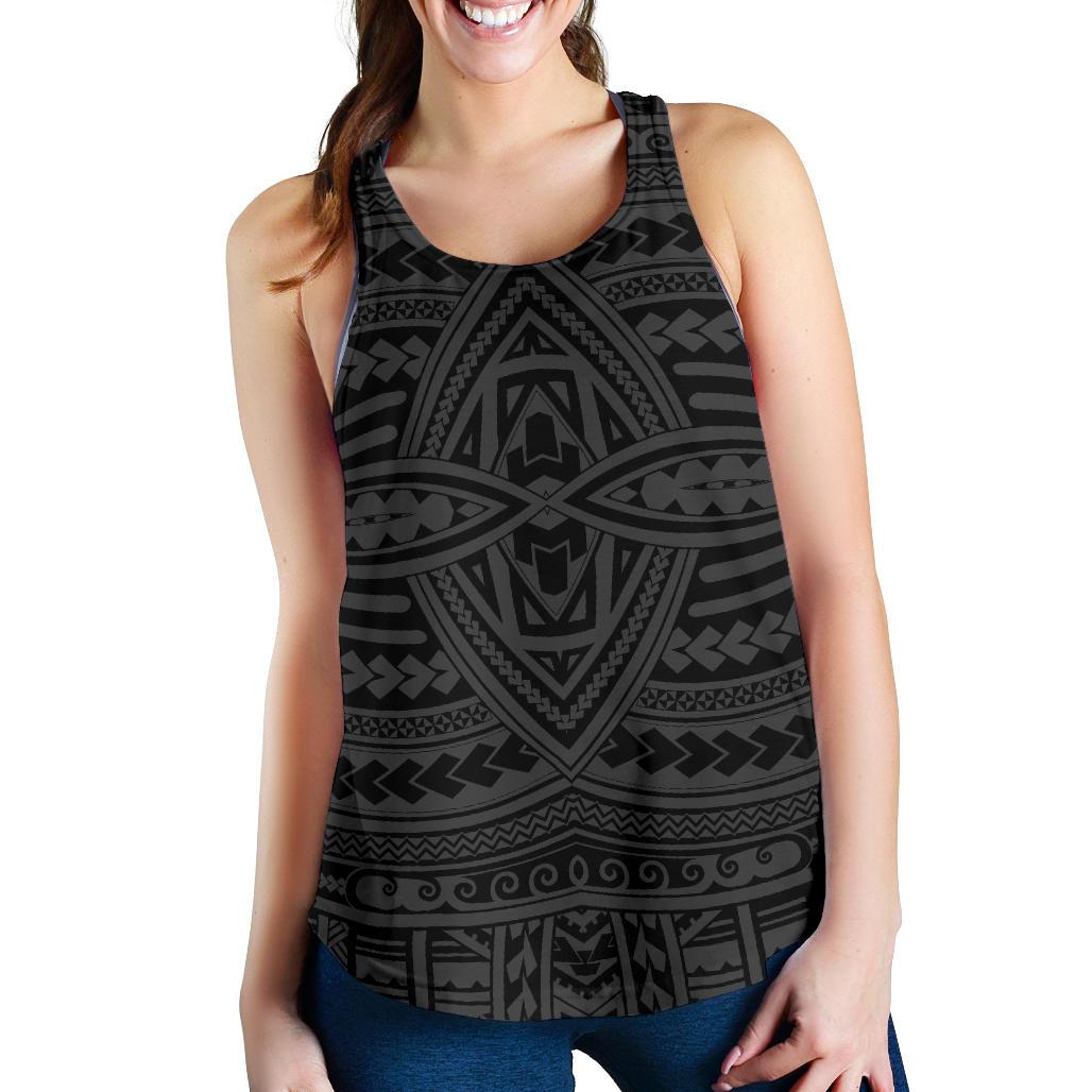 Polynesian Seamless Gray Women's Racerback Tank Top Gray - Polynesian Pride