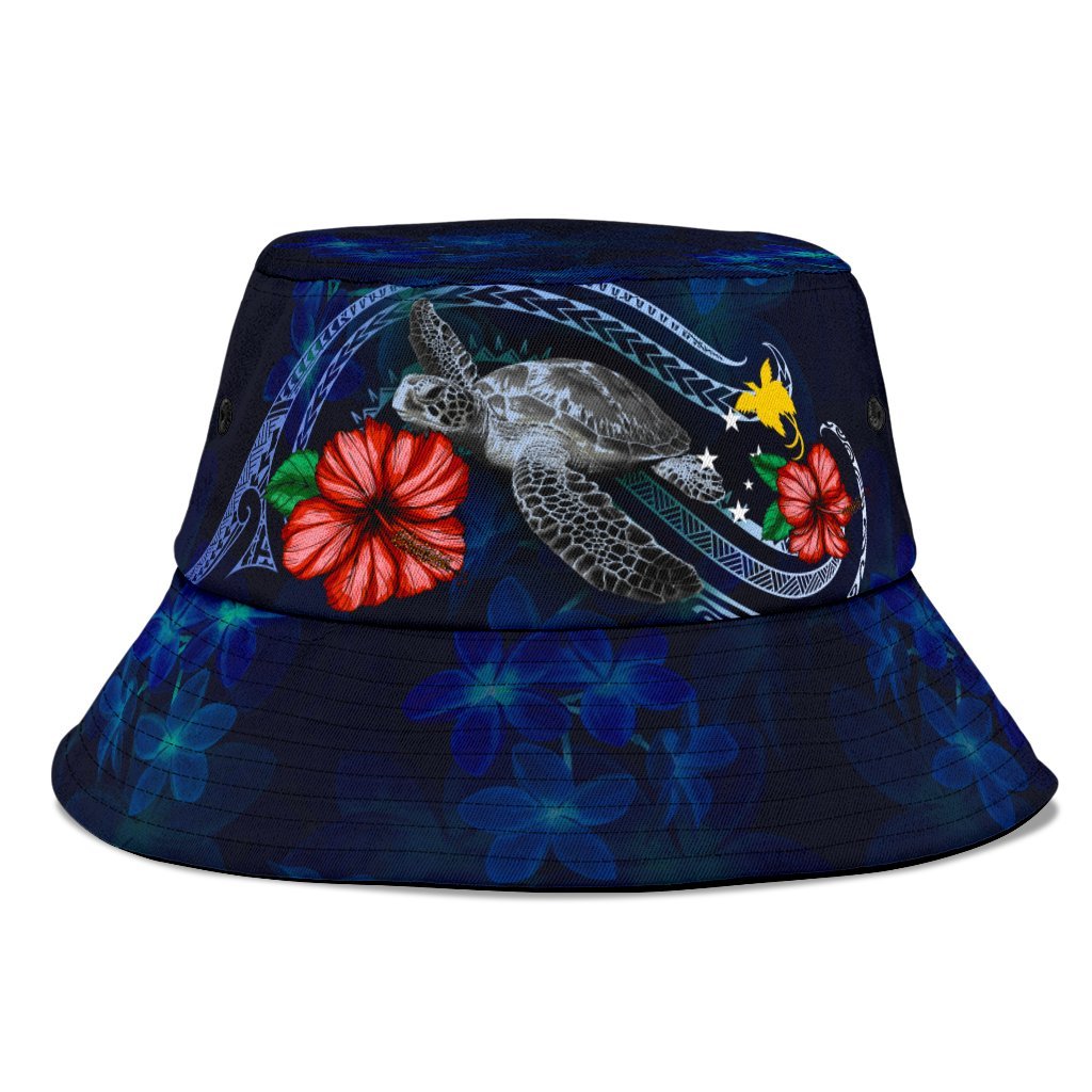 Papua New Guinea Polynesian Bucket Hat - Blue Turtle Hibiscus - Polynesian Pride