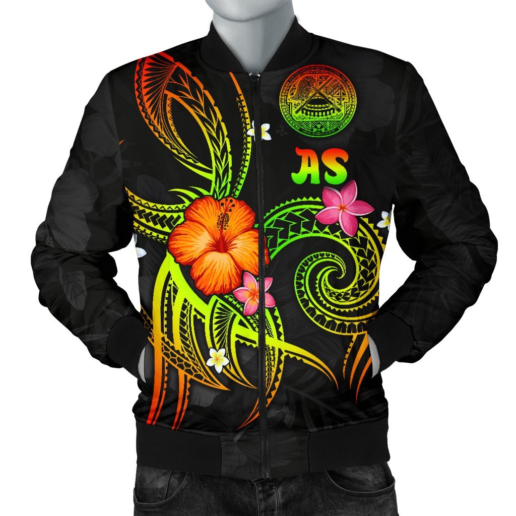 American Samoa Polynesian Men's Bomber Jacket - Legend of American Samoa (Reggae) Reggae - Polynesian Pride