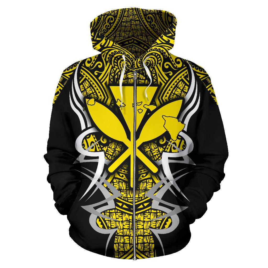 Kanaka Map Zip up Hoodie Yellow Armor Style - Polynesian Pride
