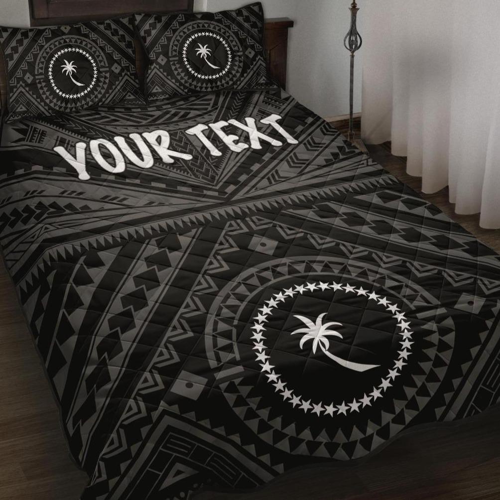 Chuuk Custom Personalised Quilt Bed Set - Chuuk Seal With Polynesian Tattoo Style ( Black) Black - Polynesian Pride